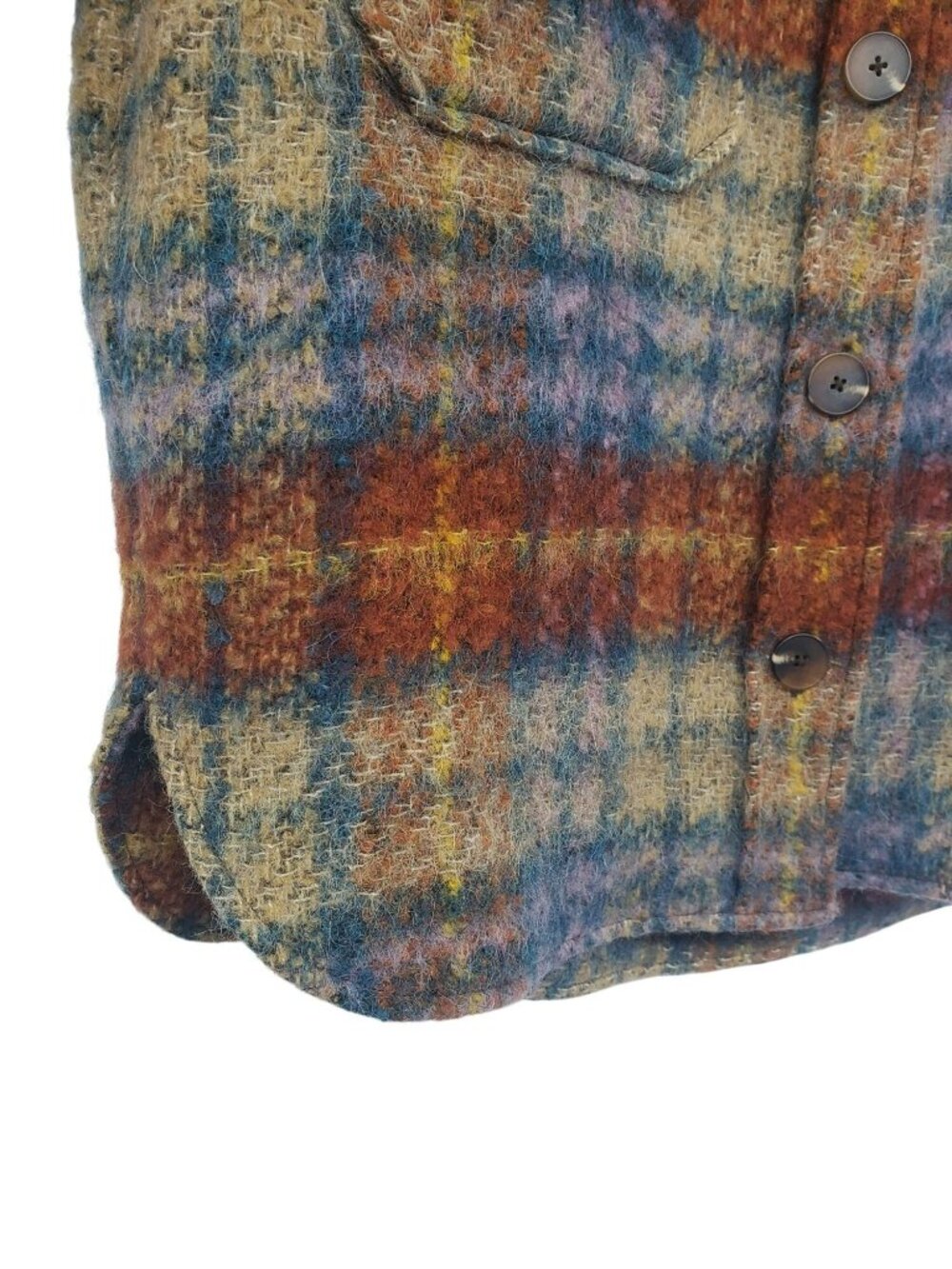 No. 6 Store Wilson Jacket Wool Blend Plaid Shacket Oversized Fuzzy Blue Purple - Picture 6 of 13
